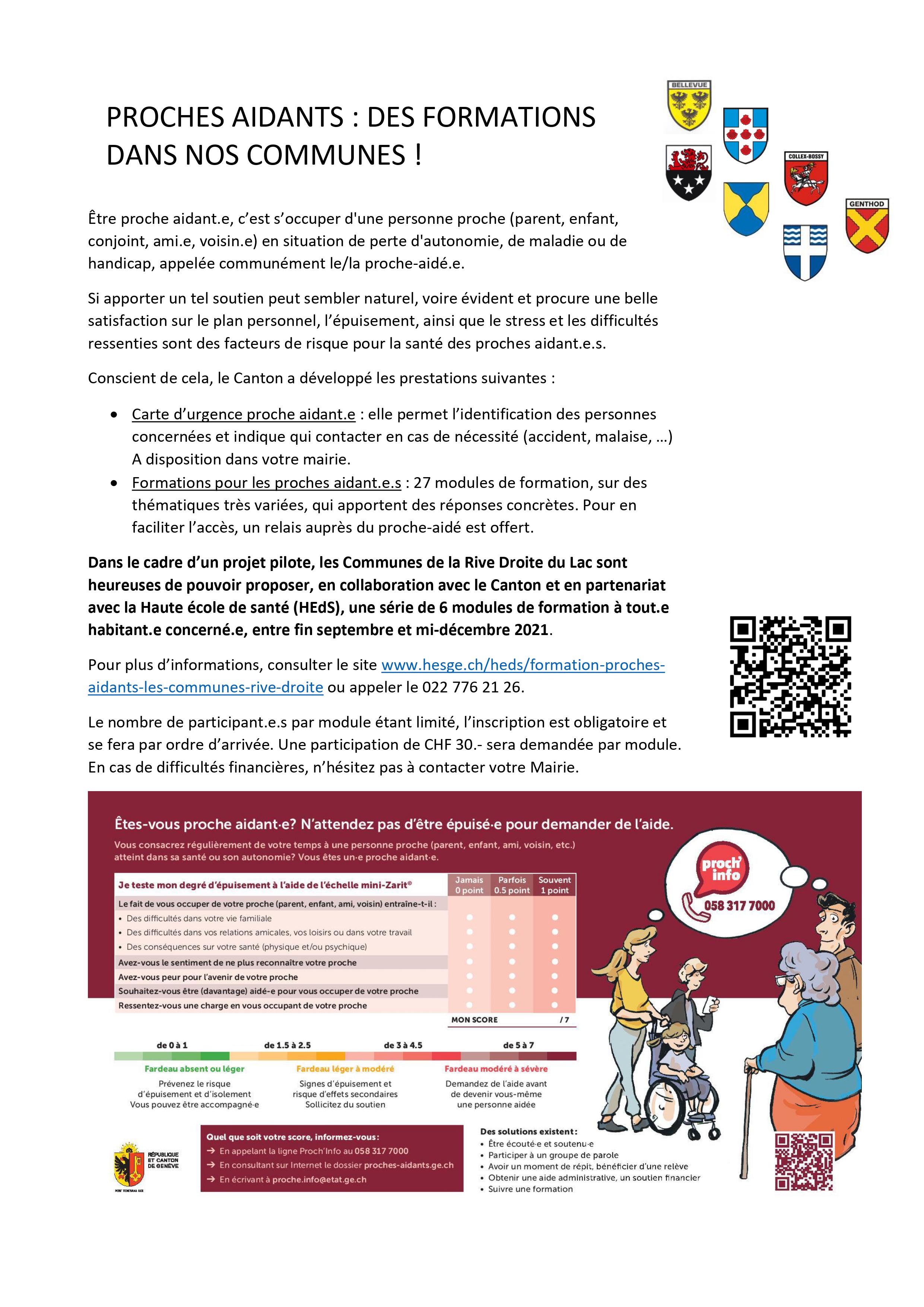 Proches aidants: des formations dans nos communes