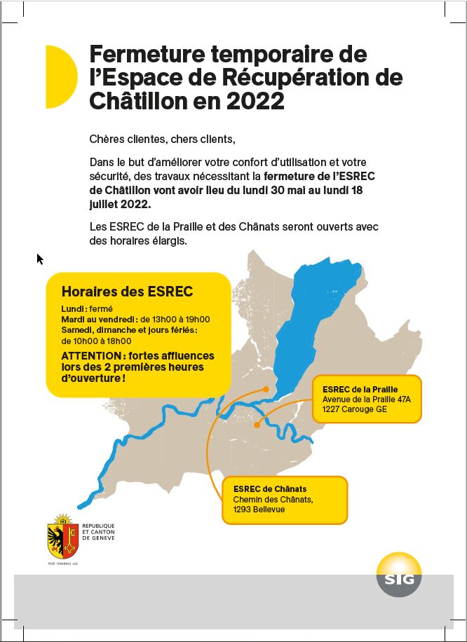 Espace de récupération - Fermeture temporaire