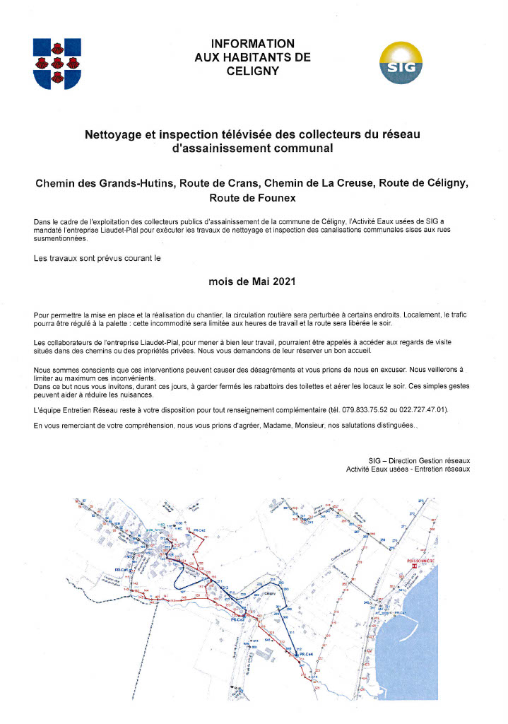 Nettoyage et inspection télévisée des collecteurs du réseau d'assainissement communal