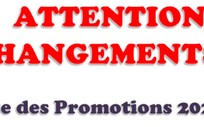PROMOTIONS – Changements